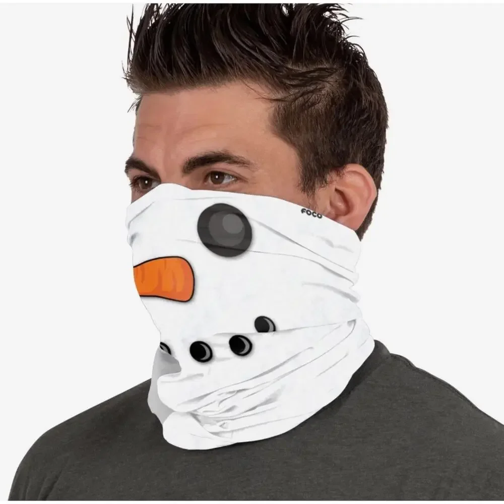 Santa Snowman Holiday Christmas Face Covering Gaiter Mask SET (2) NWT